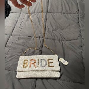 Francesca's Collections Bride Beaded Clutch - White and Gold